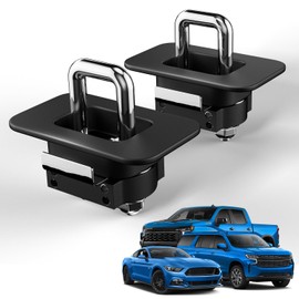 TMS All Metal Tie Down Anchor Retractable Truck Bed Top Side D Ring Compatible with 2015-2025 Ford F-150 and 2017-2025 Ford F-250 F-350 Super Duty, Truck Box Hold Down Hook, Pack of 2