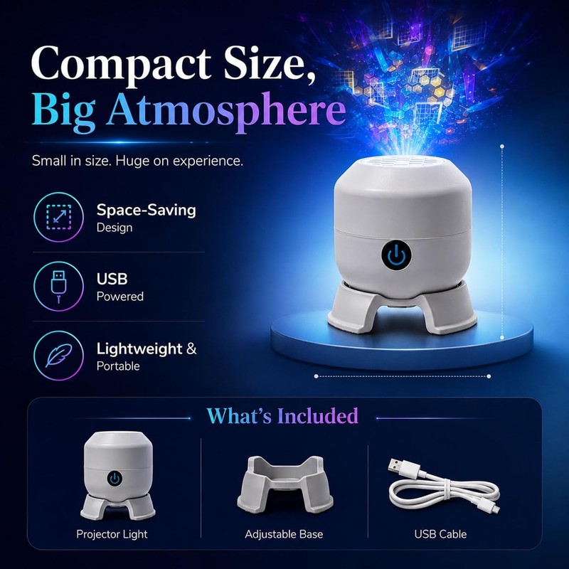 5d Holographic Night Light Projector，2026 New Dynamic Rotating LED Projector