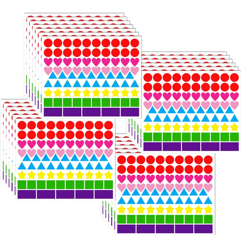 2016 Pack Shaped Coloured Stickers 7 Colors 6 Shapes Coding