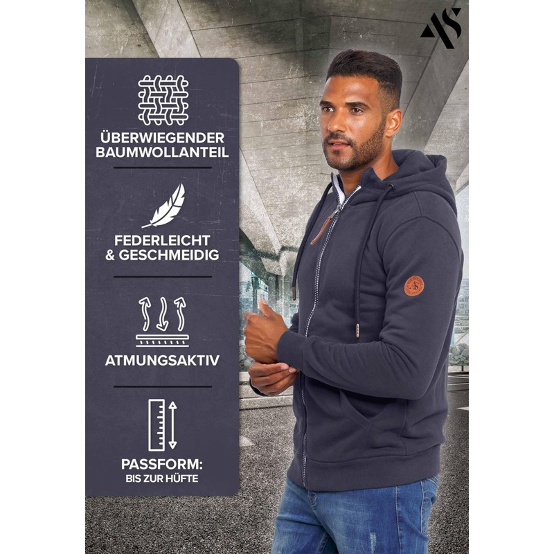 A. Salvarini AS292 Men's Hooded Sweater, Jacket - navy, size: