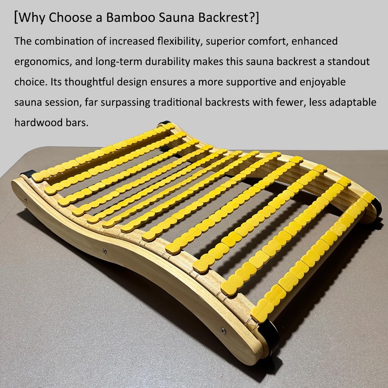 NUIBY Natural Bamboo Sauna Backrest, More Flexible Than Wood, Better