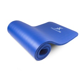 ProsourceFit Extra Thick Yoga and Pilates Mat ½” (13mm) or 1" (25mm), 71-inch Long High Density Exercise Mat with Comfort Foam and Carrying Strap, Blue