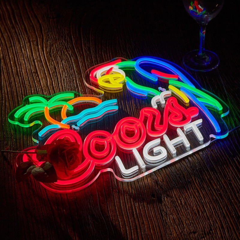 Beer Neon Sign for Wall Décor Palm Tree Parrot Crs