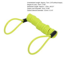 Motorcycle Bike Alarm Disc Lock Reminder Coil Cable, Multi functional Lightweight Steel Coil Cable for Motorbikes, Motorcycles, Scooters, with 2 Looped Ends (Yellow)