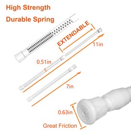 2 Pack Small Tension Rods 7 in to 11 Curtain Rods Window Rods in Extendable Width Spring Cupboard Bars for Kitchen Utensils, Closet, and Cabinet, Fit in The Spaces to Stay Up