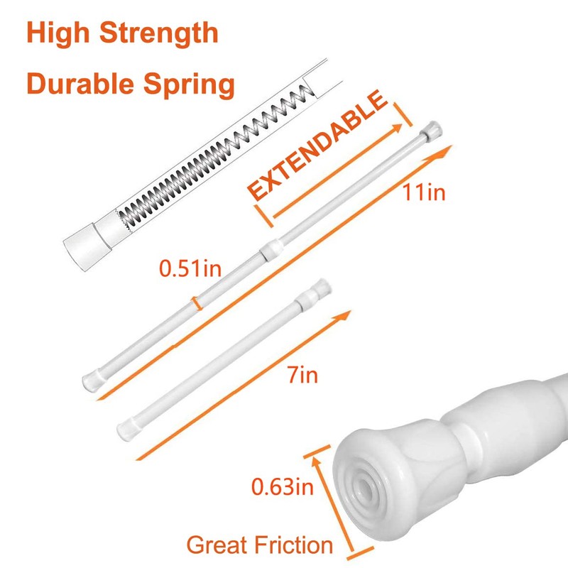 2 Pack Small Tension Rods 7 in to 11 Curtain