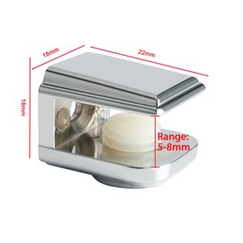 Mooche 8Pcs Chrome Adjustable Glass Shelf Brackets, Wall Mounted Metal Glass Clamp Supports, Adaptive 5-8MM Thickness Glass Shelf for Bathroom, Kitchen