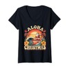 Women's Aloha Christmas V-Neck T-Shirt, black