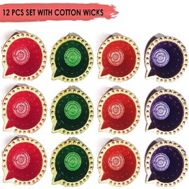 12 Pc Set of Diwali Gift / Diwali Decorations Diwali Diya.Handmade Natural Earthen Oil Lamp/Welcome Traditional Diyas with Cotton Wicks Batti. Deepawali Diya Lamp.Earthen Oil lamp Indian Gift Items