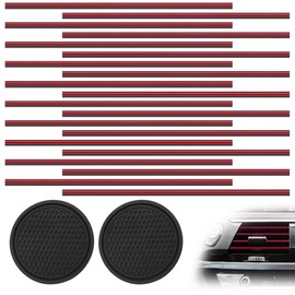 40 Pcs Car Air Conditioner Decoration Strip, Sonku DIY Air Vent Outlet Trim Strip Bendable Car Interior Accessories (Shiny red)