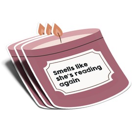 (3Pcs) Smells Like She's Reading Again Matte Sticker Reading Lover Nerd Book Addict Bookish Decal Waterproof Vinyl Stickers Adult for Laptop Kindle Water Bottle Mug Phone Notebook - Size 3”x2.7”