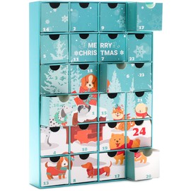 BRUBAKER Advent Calendar for Dogs to Fill - Reusable DIY Christmas Calendar for Treats, Snacks, Sweets for Your Four-Legged Friend or Family - Pet Calendar with 24 Doors