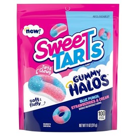SweeTARTS SweeTARTS Halos, Candy, Blue Punch and Strawberries and Cream, Tart and Chewy, Soft and Fluffy, 11 oz