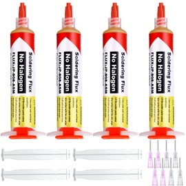 Treela 4 Pack 10ml 8341 No Clean Solder Flux Paste, 10cc Solder Flux Syringe for Electronics Soldering, Tin Soldering, Rosin Paste for Electronics Desoldering Repair Circuit Board Electrical Component