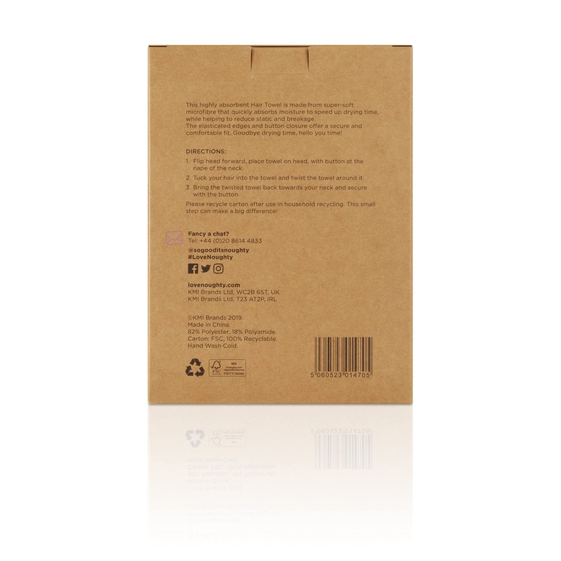 Noughty 97% Natural, Microfibre Hair Towel, Quickly Absorbs Moisture, Reduces
