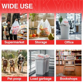 MAQIHAN Grocery Bags - 50Count Thank You T-shirt Bags Grocery Store Plastic Bags 11" X 21" Plastic Shopping Bags Grocery Bags With Handles Small Grocery Bags Disposable Grocery Bags