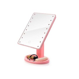 Aleissi | Espejo con Luz Led para Maquillaje con Base Rotacion 360° Rosa