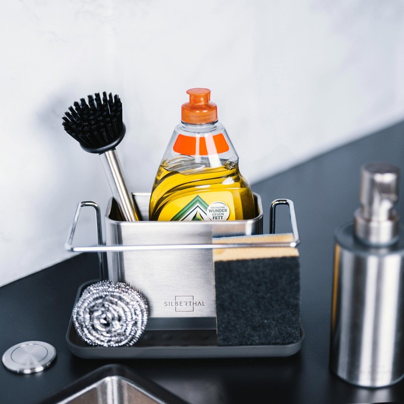 SILBERTHAL Sink Organizer - Stainless Steel - For Dishwashing Liquid