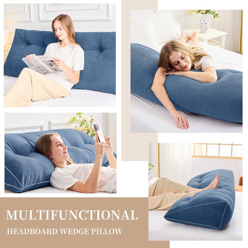 Sasttie Headboard Pillow King, Wedge Pillow Headboard for Sitting Up