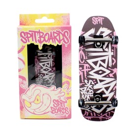 SPITBOARDS 34 mm Fingerboard Oldschool Cruiser Pro Complete Setup, Pre-Assembled 5-Layer Wood, Pro Trucks, Soft Urethane 60D Bearing Wheels, Real-Wear Graphics, Lasered Foam Tape 'Graffiti Logo'