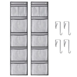 XDGBGFN Pack of 2 Hanging Shelf Hanging Organiser with 5 Mesh Pockets Hanging Storage Organiser for Door Organiser Bedroom Children's Room Bathroom Toy Storage