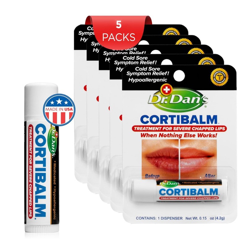 Dr. Dan's Cortibalm-5 Pack- for Dry Cracked Lips- Healing Lip