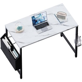 Pamray 32 Inch Computer Desk for Small Spaces with Storage Bag, Home Office Work Desk with Headphone Hook, Small Study Writing Table