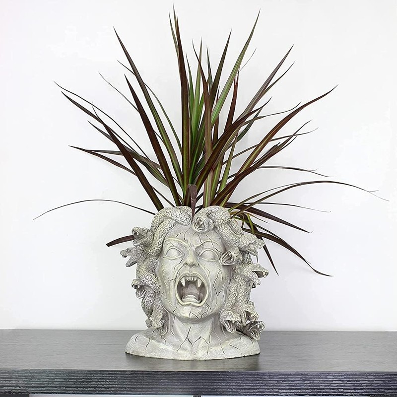 Darware Resin Medusa Head Planter, Large Garden Decor Statue Flower