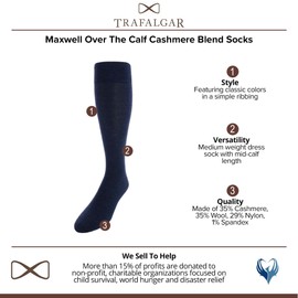 Trafalgar Maxwell - Calcetines de mezcla de cachemira para hombre, Azul Marino, Talla única
