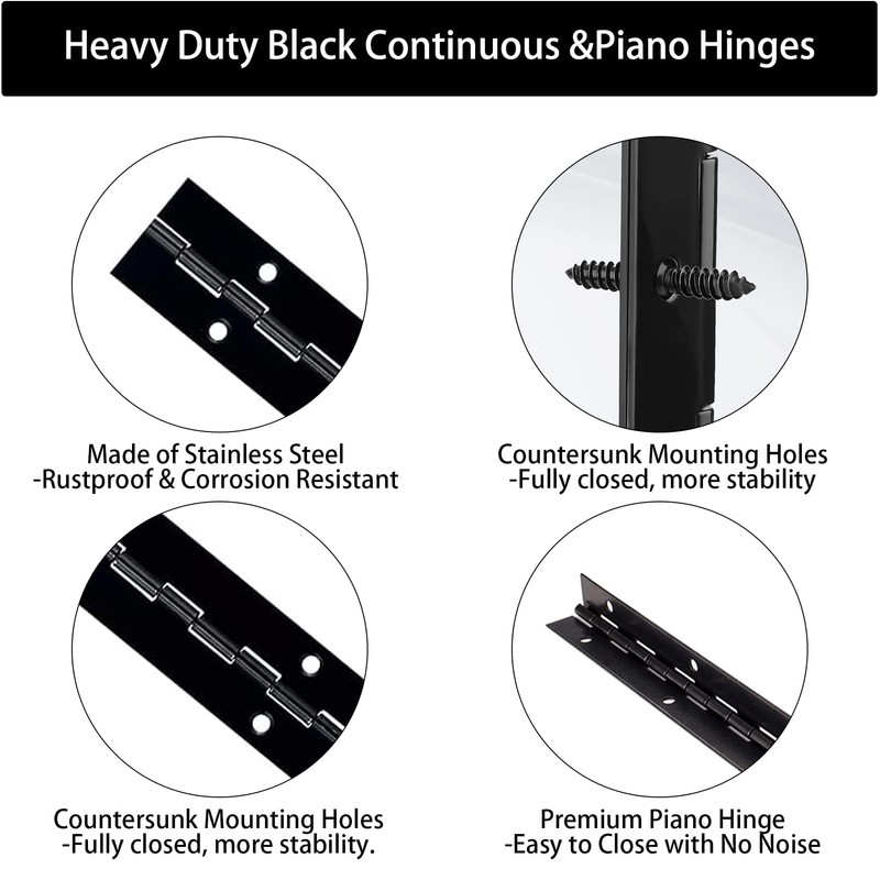 Heavy Duty Piano Hinge 48 Inch x 1.5 Inch Stainless