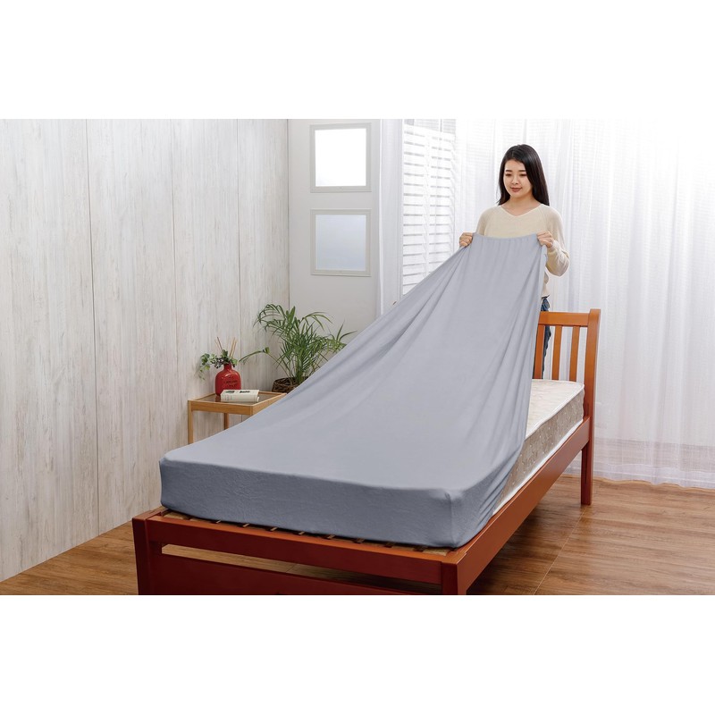 Soft Cotton Terry Cloth 1 Piece Fitted Sheet Grey Single