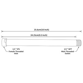 G-Promise 10 Inches Shower Head Extension Arm, Shower Head Extender, Straight Bathroom Extension Arm Replacement, All Solid Brass Construction (Polished Chrome)