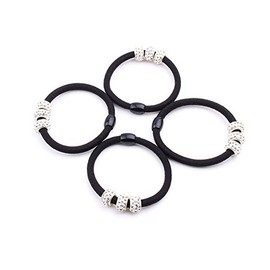 Ruihfas 10Pcs Women Girls Shiny Rhinestone Beads Hair Bands Scrunchies Korean Hair Ties Hair Accessories Ponytail Holder