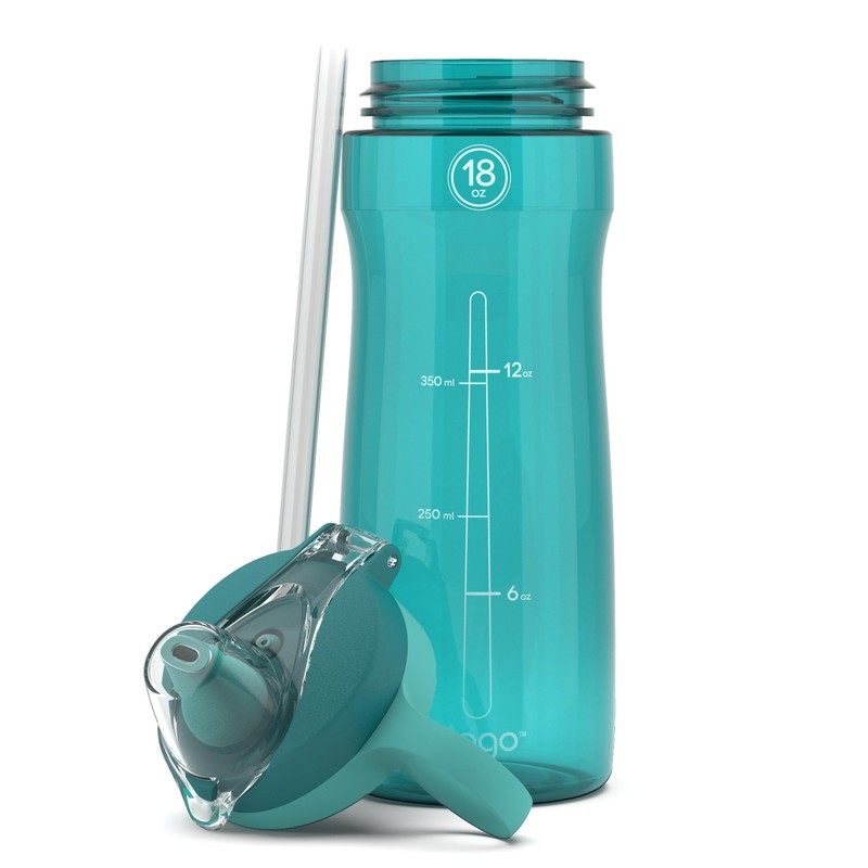 Pogo BPA-Free Tritan Plastic Water Bottle with Soft Straw Lid,