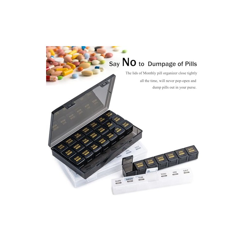 Monthly Pill Organizer, 28 Day Pill Box 1 Time a