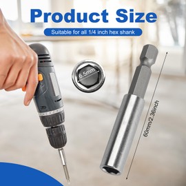 Rocaris 50 Pack Strong Magnetic Drill Bit Extension Holder, 1/4" Hex Shank, S2 Steel Magnetic Screwdriver Extension for Impact Driver, 2.36 inch