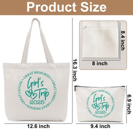 Girls Trip Gifts Favors, 2025 Travel Tote Bag & Makeup Bag, Vacation Weekender Bags for Women Friend Daughter, Girls Weekend Gifts Bachelorette Party Friendship Gifts Shopping Bags Cosmetic Bag
