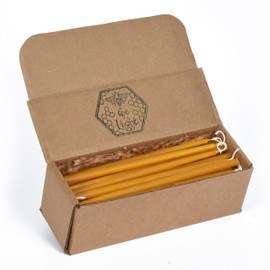 100% Pure Beeswax Taper Candles - Hanukkah, Birthday or Orthodox, All-Natural Handmade Dipped Smokeless Unscented 8.5" Pack of 24