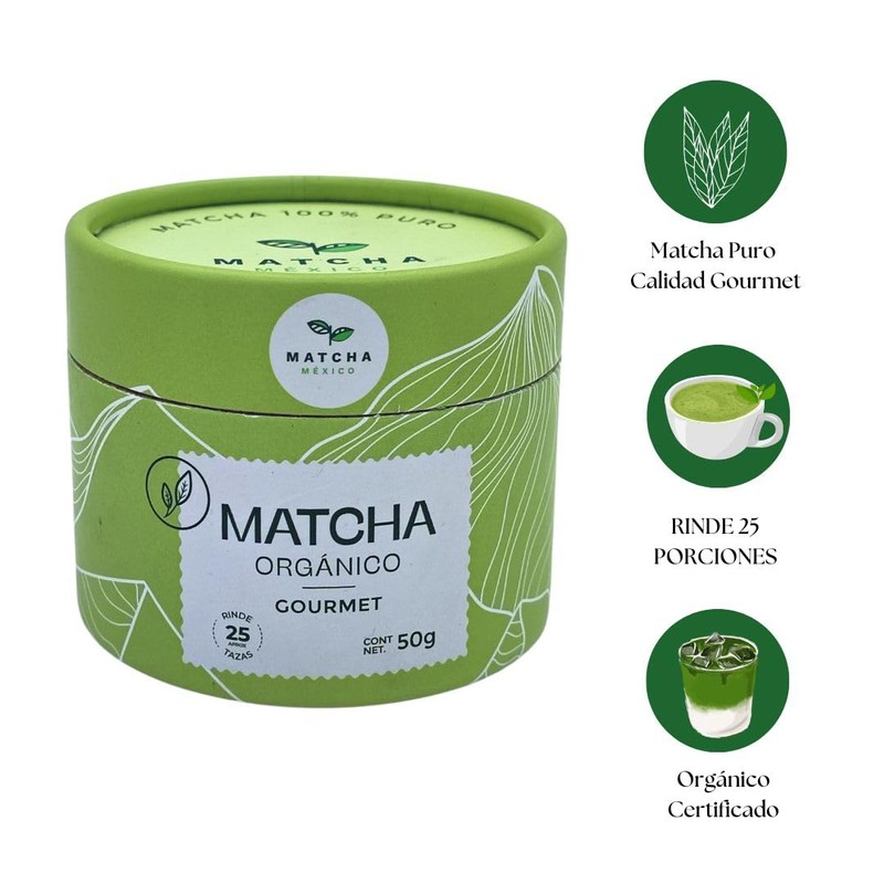 Matcha Gourmet Orgánico 50g Para Bebidas y Postres Aporta Antioxidantes