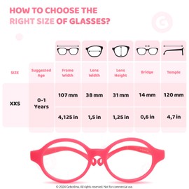 Geborilma Cute Baby Glasses 0-6 Months - XXS Round Infant Glasses with Strap - Clear Lens Newborn Spectacles