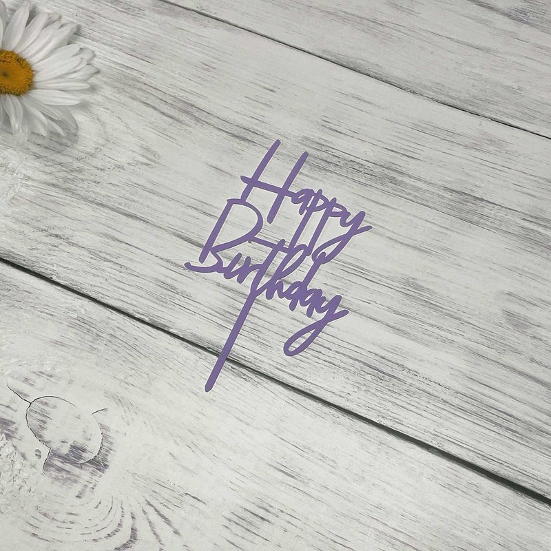 JIEEIN - Decoración para tarta de feliz cumpleaños, plástico morado,