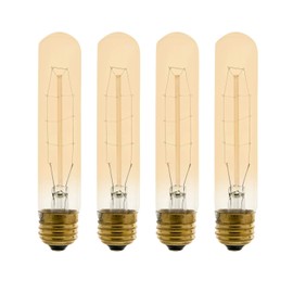 Xtricity T9 Vintage Incandescent Amber Filament Bulb, Radio Tube, Edison Style, 60W, 200 Lumens, E26 Medium Base, Dimmable (4 Pack)
