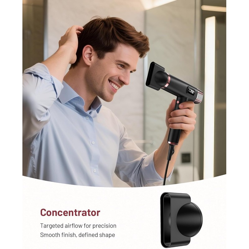 Dual Voltage Travel Hair Dryer with Diffuser, 1875W Ionic,Black