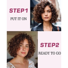 FASHION IDOL Short Curly Human Hair Bob Wigs for Women Wear and Go Deep Wave Lace Front Wig C-Part 12" Wig Pre plucked with Baby Hair Brown 180% Density