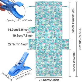 VOCOOL Chaise Lounge Pool Chair Cover Beach Towel Fitted Elastic Pocket Won't Slide9.06inch7.09inch,Red and Green Leaves