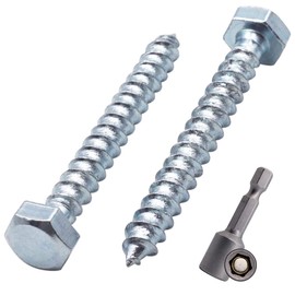SKIR'CO (Pack of 80) DIN 571 Zinc Plated Steel Hex Wood Screws M5 x 40mm Screws Hex Head Key Screws (with Magnetic Hex Bit)