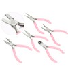 5pcs Mini Pink 4in Metal Pliers Set Kit Cutter Handwork