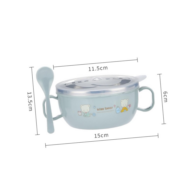 COLLBATH Stainless Steel Bowl Double Layer Insulated Rice Bowl Handle