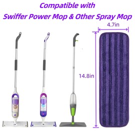 ITidyHome Reusable Mop Pads Compatible with Swiffer PowerMop, Power Mop Refill Pads Microfiber Mop Pads, Machine Washable Power Mop Replacement Pads for Multi-Surface & All Types of Floors (8)