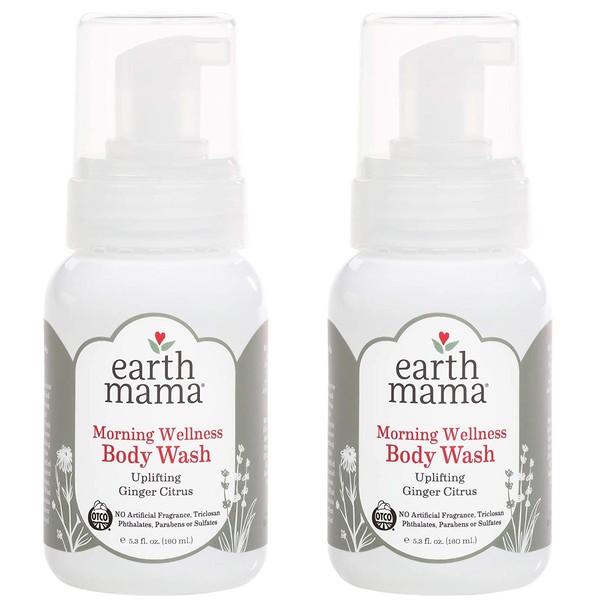 Earth Mama Morning Wellness Foaming Hand Soap | All-Purpose Castile Body Wash, 5.3-Fluid Ounce (2-Pack)